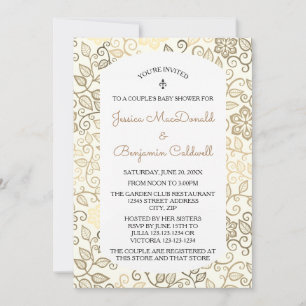 Floral Pattern Sepia -Couple's Baby Shower Invite