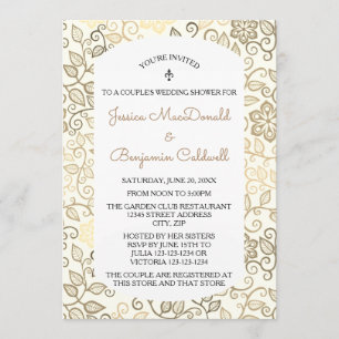 Floral Pattern Sepia-Couples Wedding Shower Invite