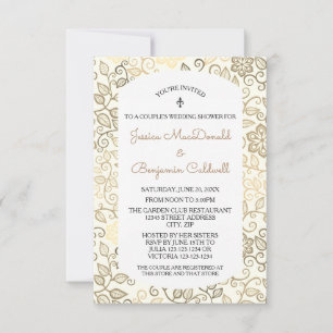 Floral Pattern Sepia-Couples Wedding Shower Invite