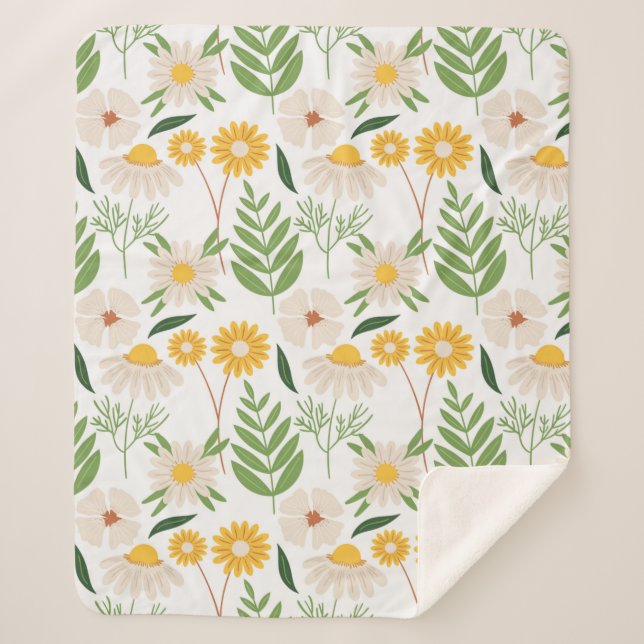 Floral Pattern Sherpa Blanket (Front)