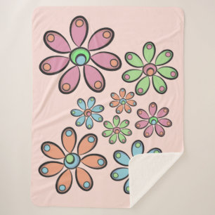 Floral Pattern Sherpa Blanket
