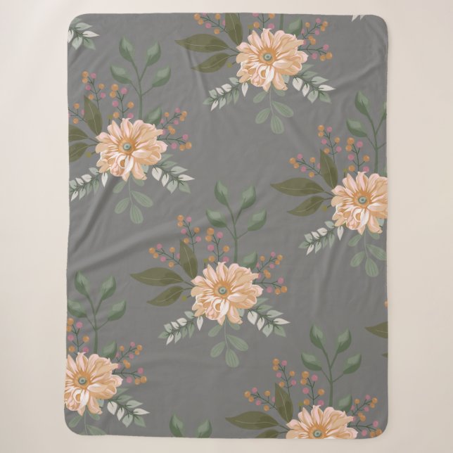 Floral Pattern Sherpa Blanket (Front)