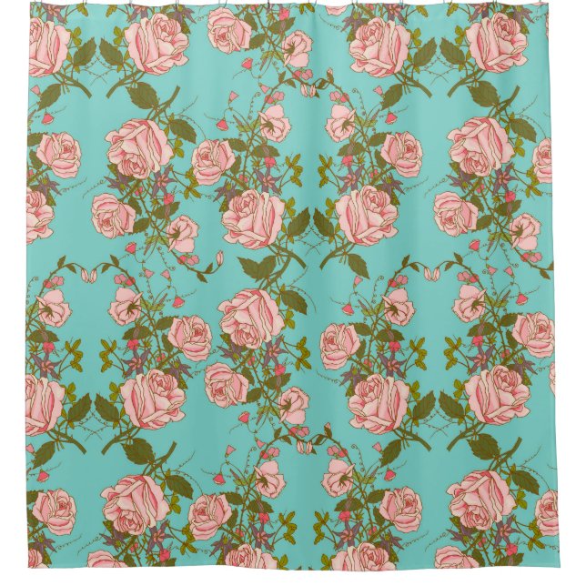 Floral Pattern Shower Curtain (Front)