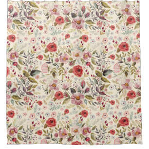 Floral pattern shower curtain