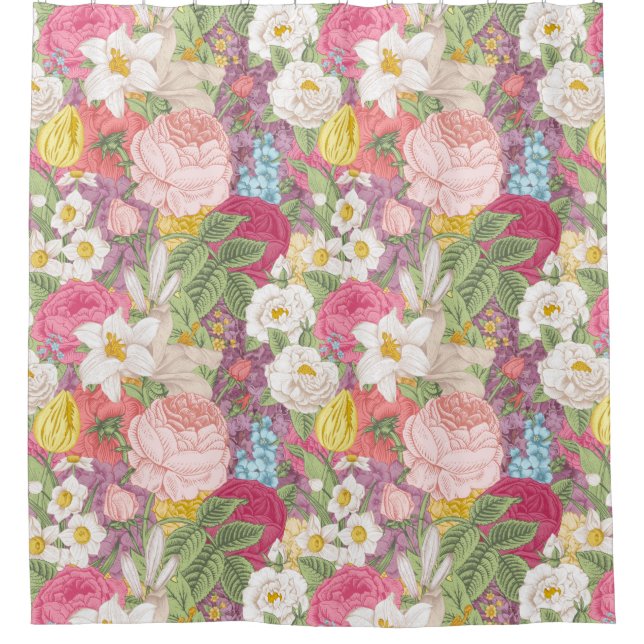 Floral Pattern Shower Curtain (Front)