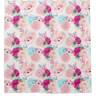 Floral pattern shower curtain