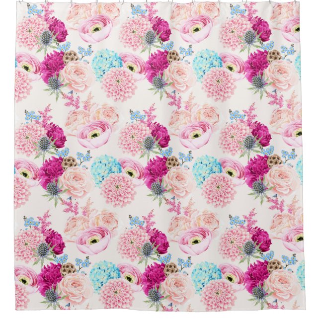 Floral pattern  shower curtain (Front)