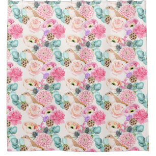 Floral pattern shower curtain