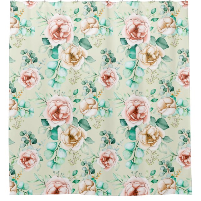 Floral Pattern Shower Curtain (Front)