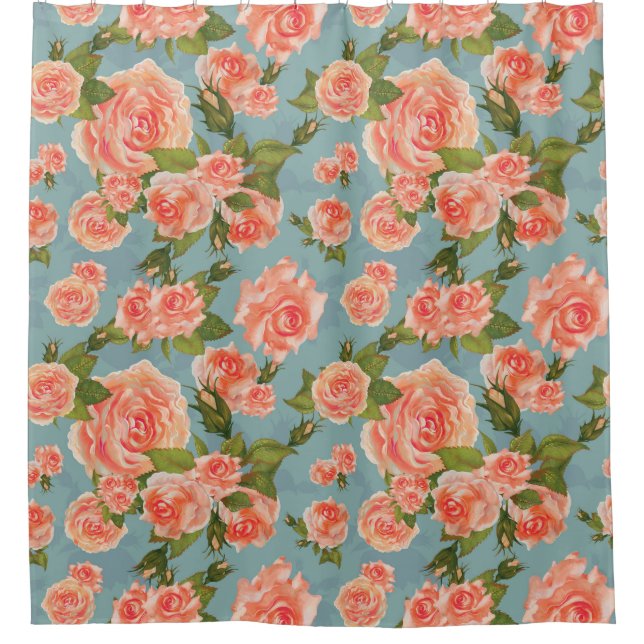 Floral Pattern Shower Curtain (Front)