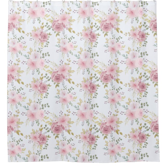 Floral pattern  shower curtain (Front)