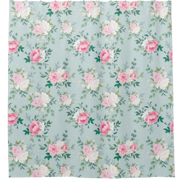 Floral Pattern Shower Curtain (Front)