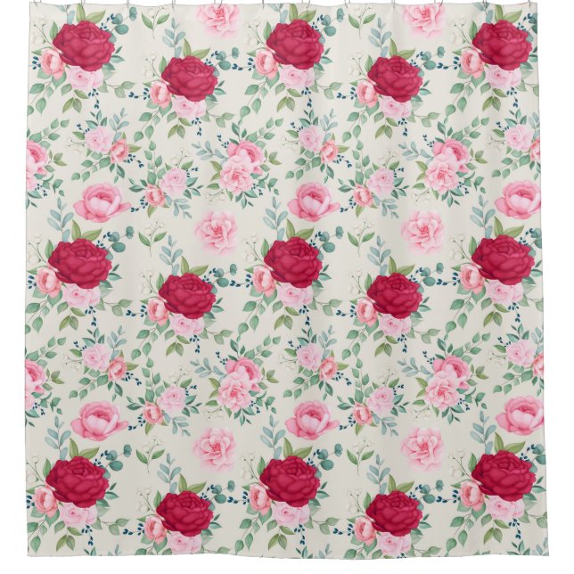 Floral Pattern Shower Curtain (Front)