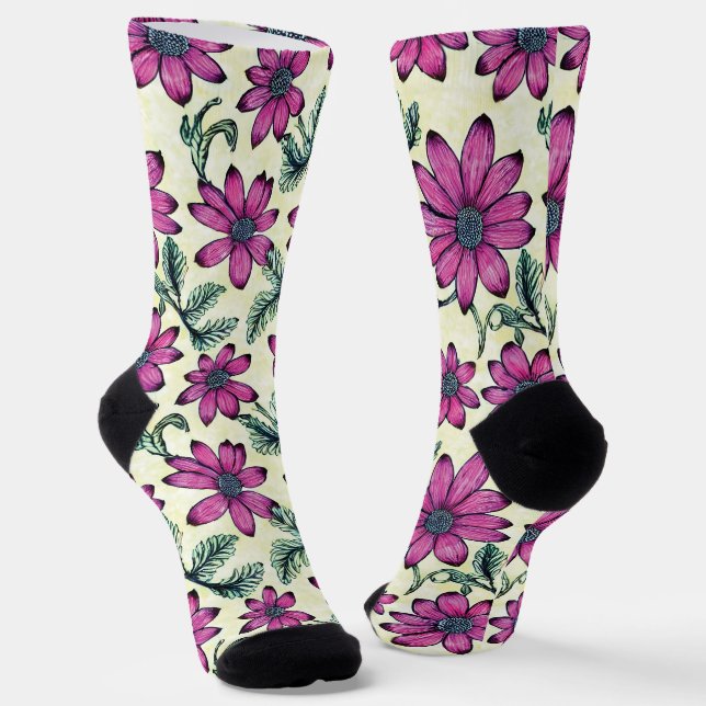 Floral pattern socks (Angled)