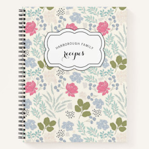 Floral Pattern Spring Family Recipe Notebook