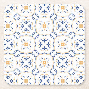 Floral Pattern Square Paper Coaster