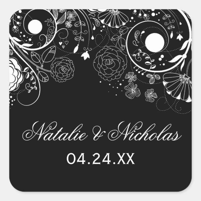 Floral Pattern - Square Sticker (Front)