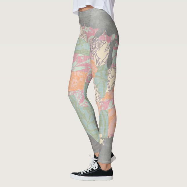 Floral Pattern States Map Leggings (Left)