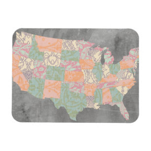 Floral Pattern States Map Magnet