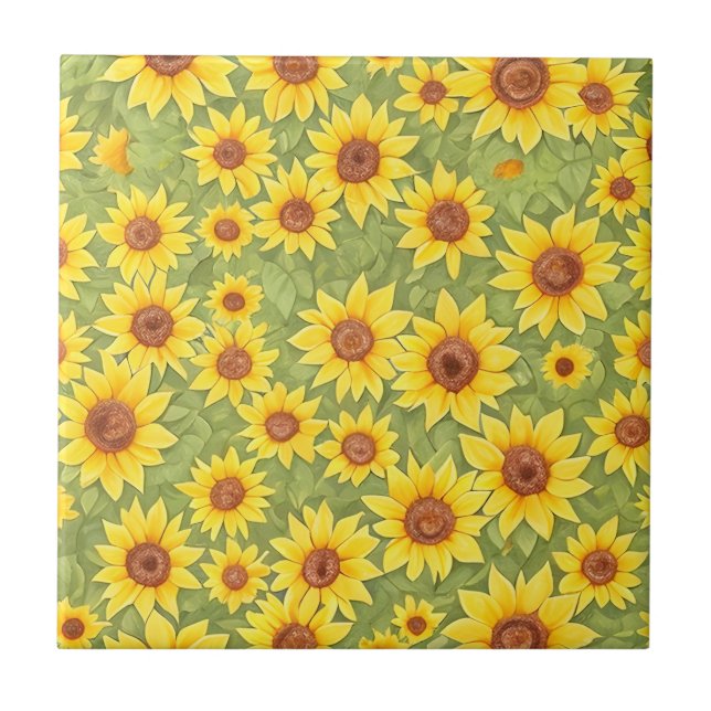 Floral Pattern Sunflower Flowers Tile (Front)
