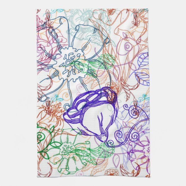 Floral Pattern Tea Towel (Vertical)