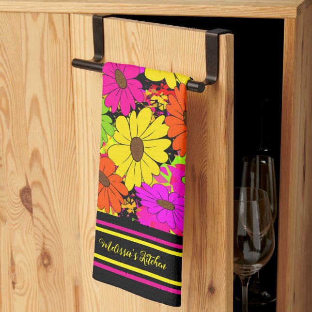 Floral pattern tea towel (Thirds Fold)