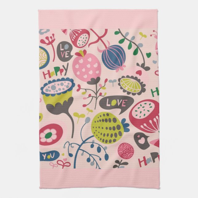 Floral Pattern Tea Towel (Vertical)