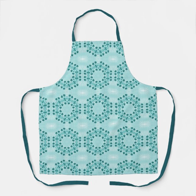 Floral Pattern, Teal Blue Apron (Front)