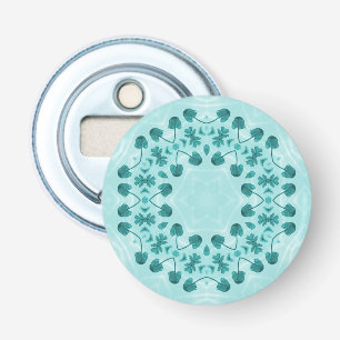Floral Pattern, Teal Blue Bottle Opener
