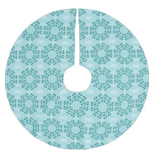 Floral Pattern, Teal Blue Brushed Polyester Tree Skirt