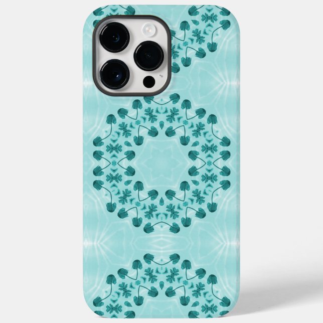 Floral Pattern, Teal Blue Case-Mate iPhone Case (Back)