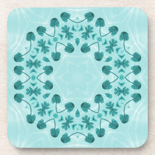 Floral Pattern, Teal Blue Coaster