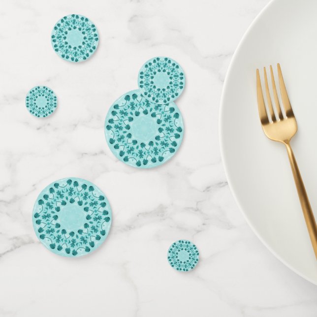Floral Pattern, Teal Blue Confetti (Group)