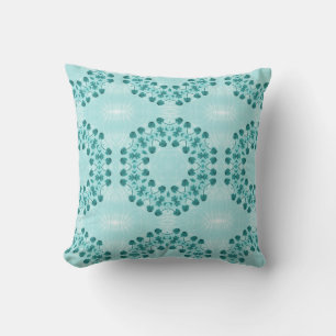 Floral Pattern, Teal Blue Cushion