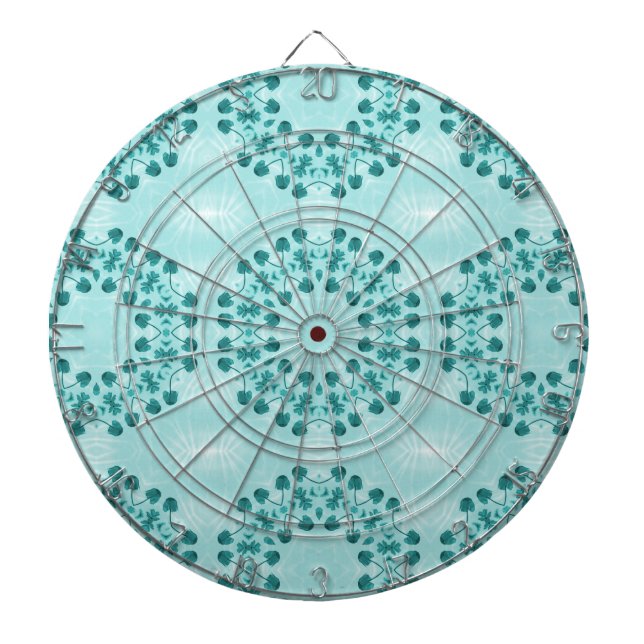 Floral Pattern, Teal Blue Dartboard (Front)
