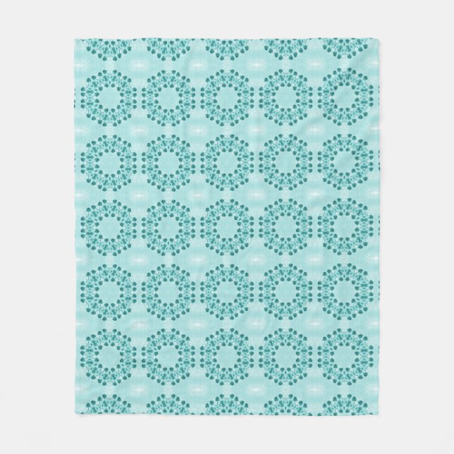 Floral Pattern, Teal Blue Fleece Blanket (Front)