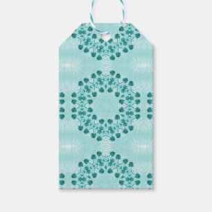 Floral Pattern, Teal Blue Gift Tags