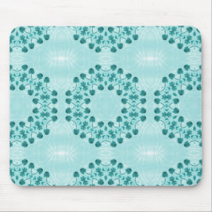Floral Pattern, Teal Blue Mouse Mat