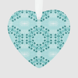 Floral Pattern, Teal Blue Ornament