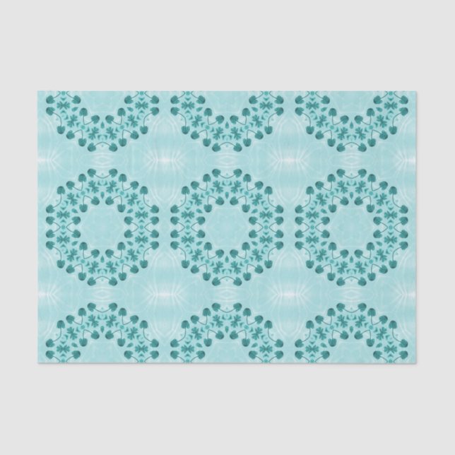 Floral Pattern, Teal Blue Tissue Paper (Front)