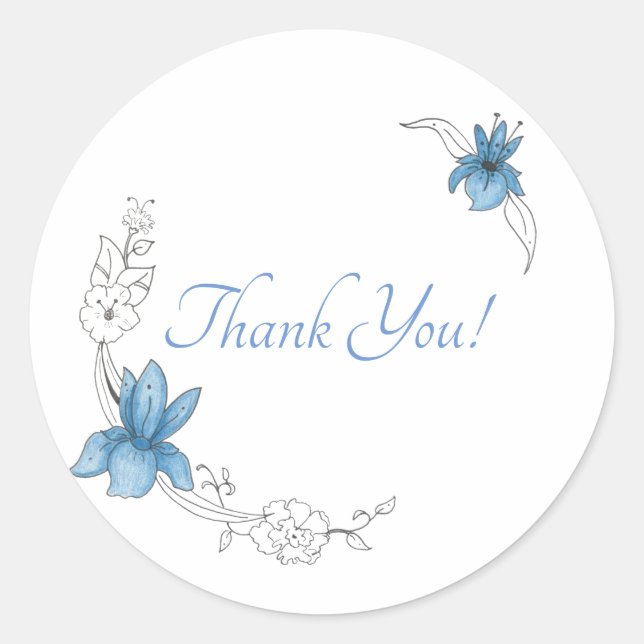 Floral Pattern / Thank you Classic Round Sticker (Front)