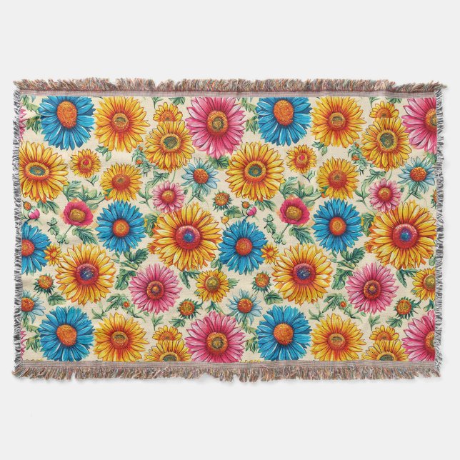 Floral pattern throw blanket (Front)