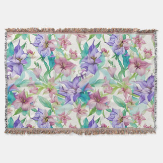 Floral Pattern Tiare Flowers Throw Blanket