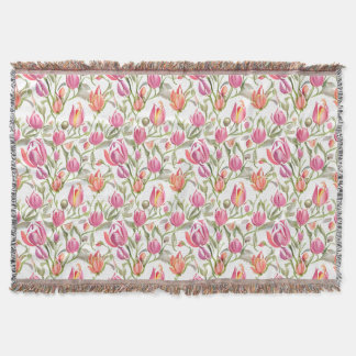 Floral Pattern Tulip Flowers Throw Blanket