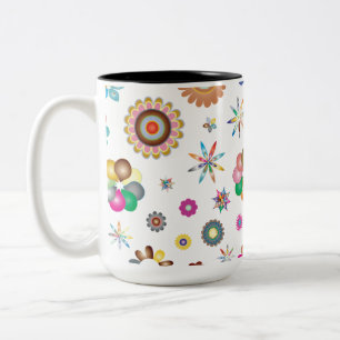 Floral Pattern Two-Tone Coffee Mug