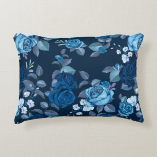 Floral pattern Vintage blue roses Decorative Cushion