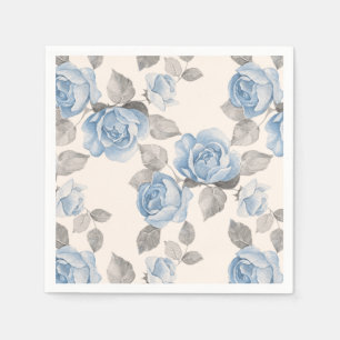 Floral pattern. Vintage blue roses Napkin