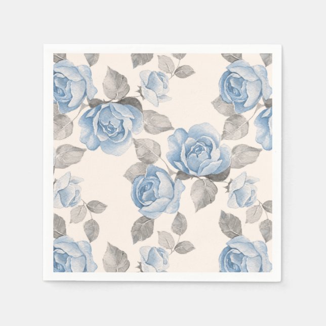 Floral pattern. Vintage blue roses Napkin (Front)