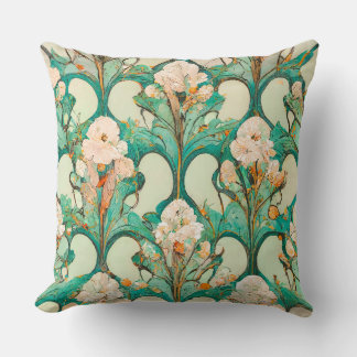 Floral Pattern Wallpaper Art Nouveau Style Cushion