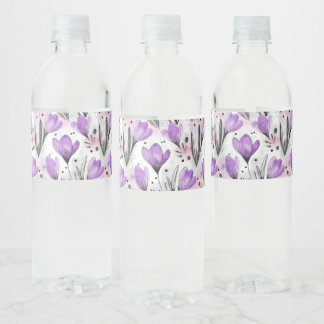 Floral pattern water bottle label